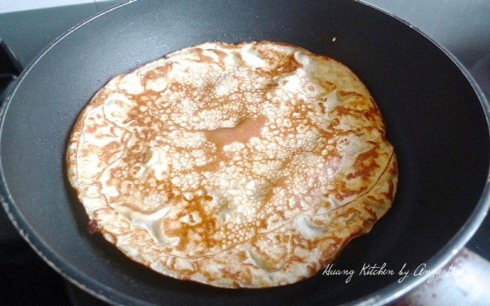 Flip over and cook until browned on the other side, another 1 minute.