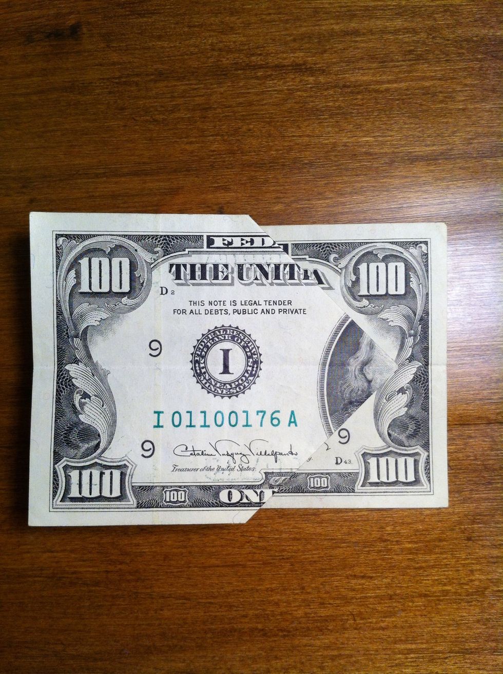 Flip the bill over and do the same to the other side.