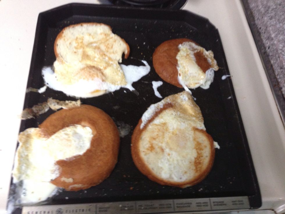 Flip the eggs and cool on the other side.