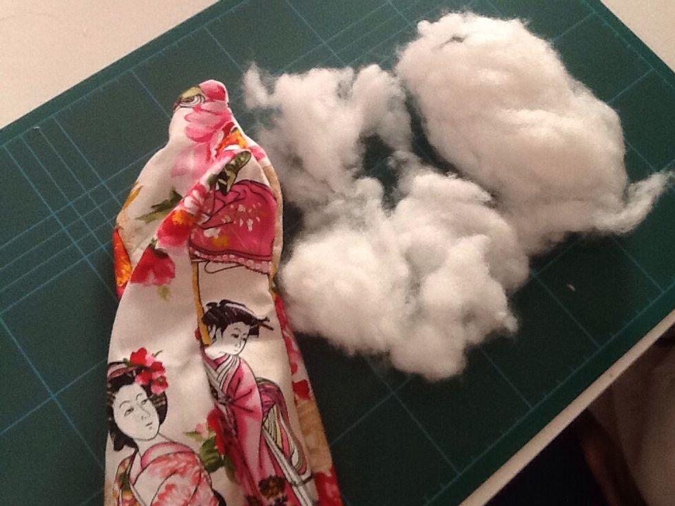 Flip the fabric to the outside and stuff with polyester filling. No details needed- just stuff it!