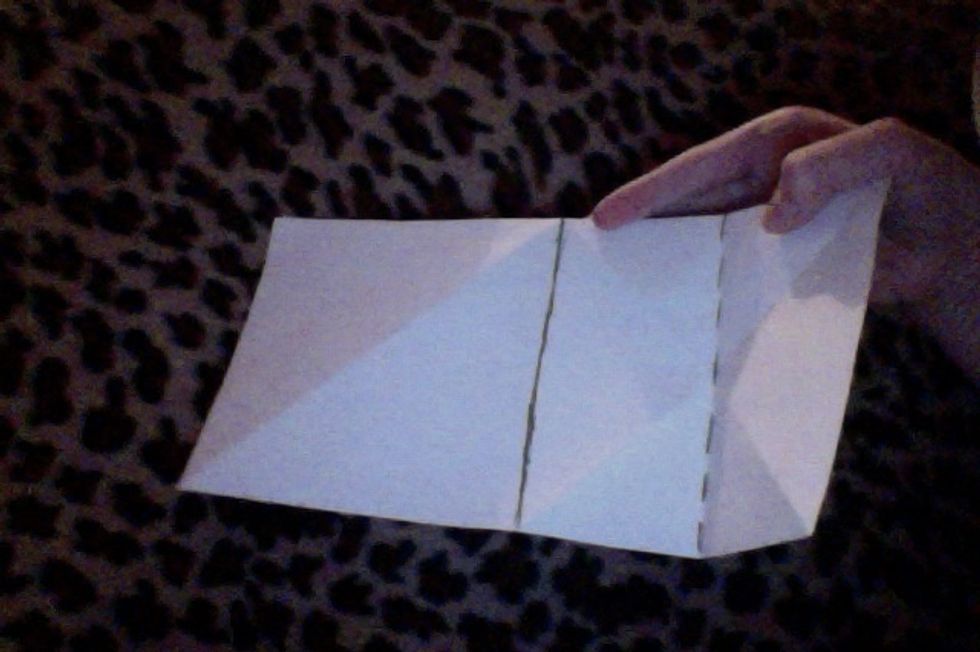 Flip the paper over, and fold one side (the side that you have been working on) in towards the center crease. Make a crease, then unfold.