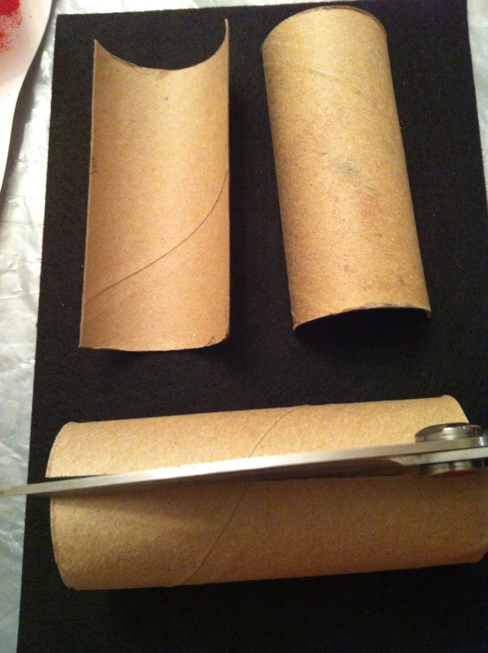 Flip the second roll over and repeat the same long cut on the opposite side. You will now have two halves. keep one half for the base.