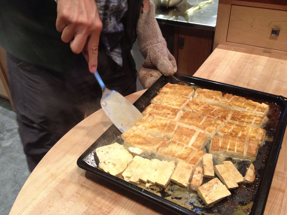 Flip the tofu.