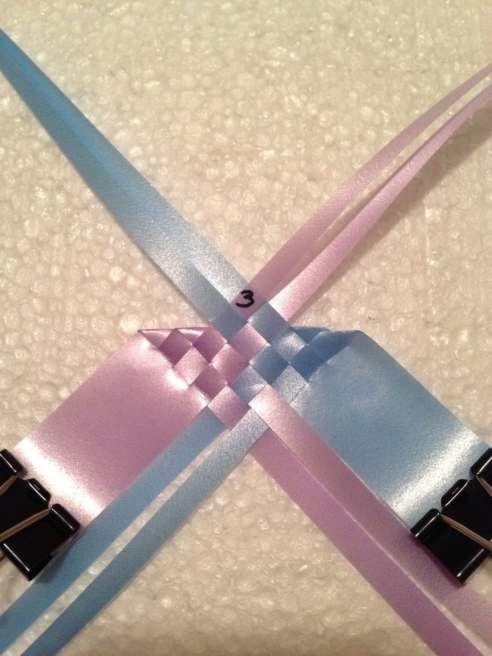 Flip to the BACK.  Note label 3 is pink on top of blue.