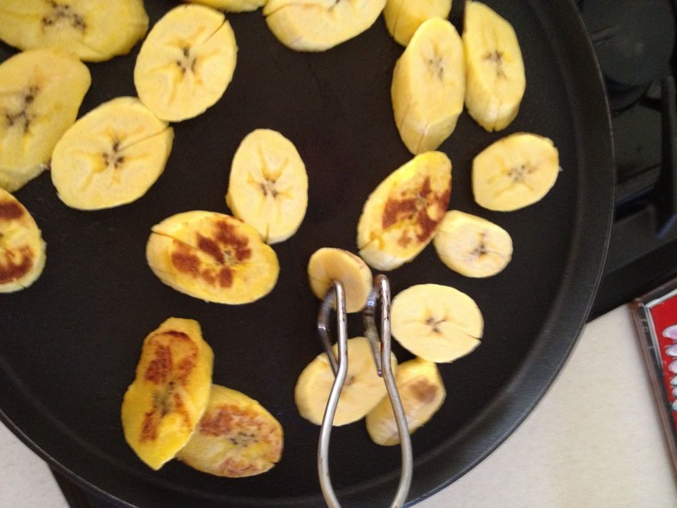 Flip when the fruit starts to brown.