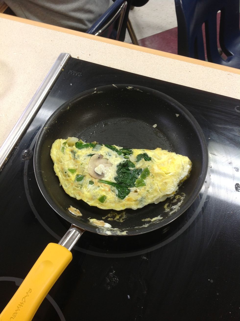 Flip your omelette with a rubber spatula