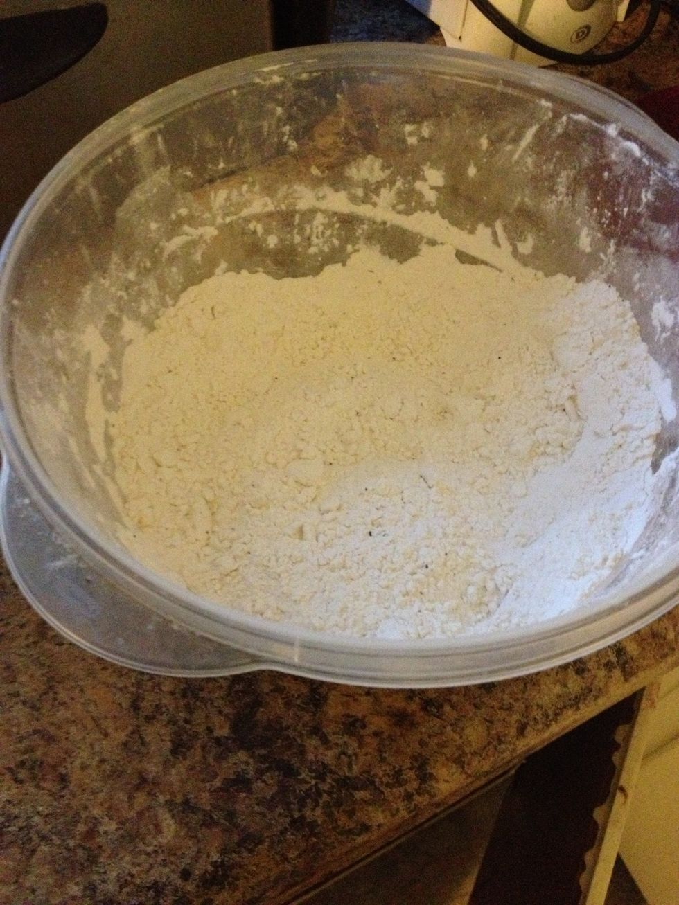 Flour. If desired, you may add 1 egg for an extra crispy, crunchier taste.