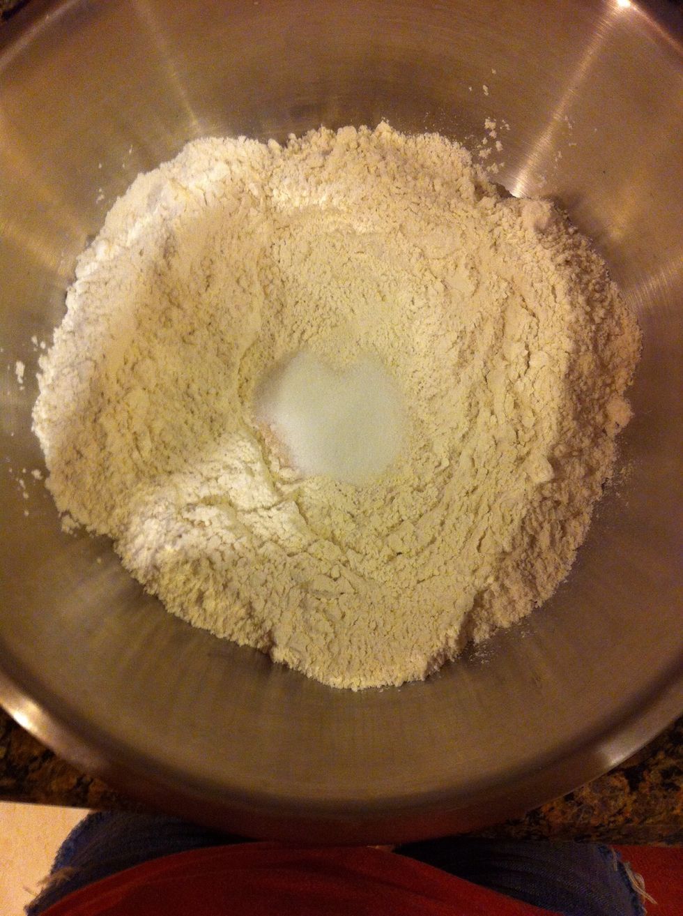 Flour, sugar, salt, yeast.