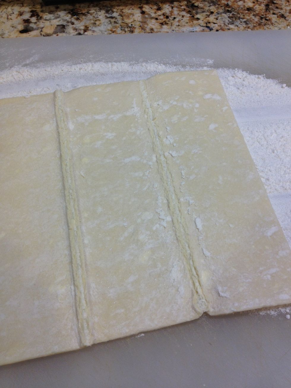 Flour your surface and lay out your puff pastry
