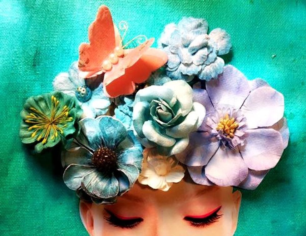 Flower time. Before I colored my flowers, I played around with placement. I love these colors here but wanted them more intense and Art Anthology-licious. It helps if you take a pic of placement.