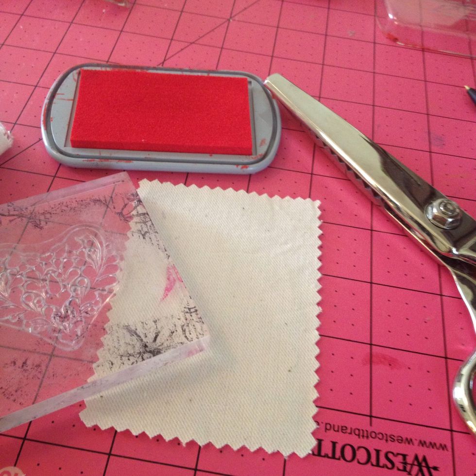 Fo the muslin, just cut to size and then stamp. If you aren't sure you can always stamp first and trim down after