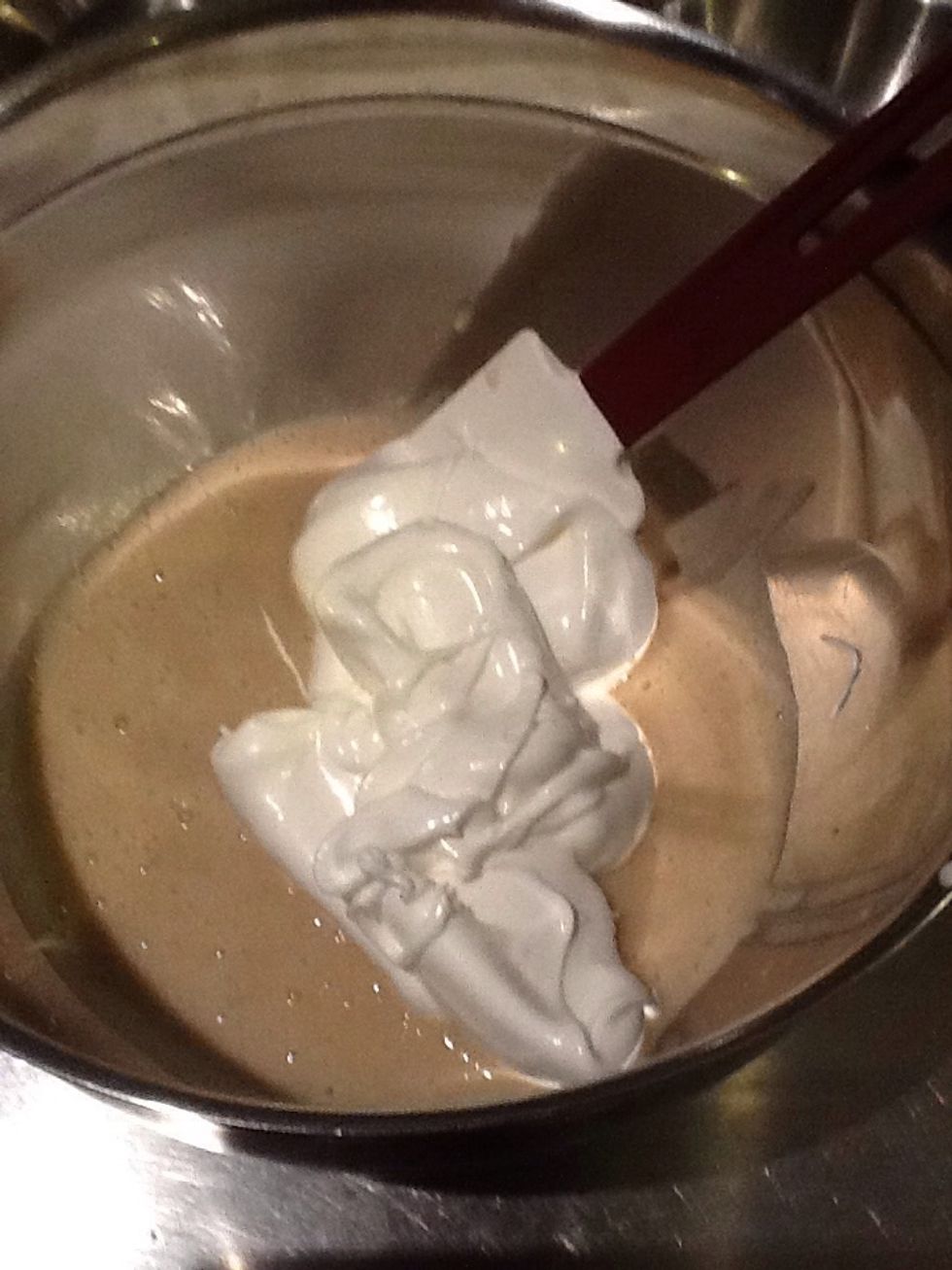 Fold 1/4 of meringue into banana mixture. Then fold the rest of the meringue in.