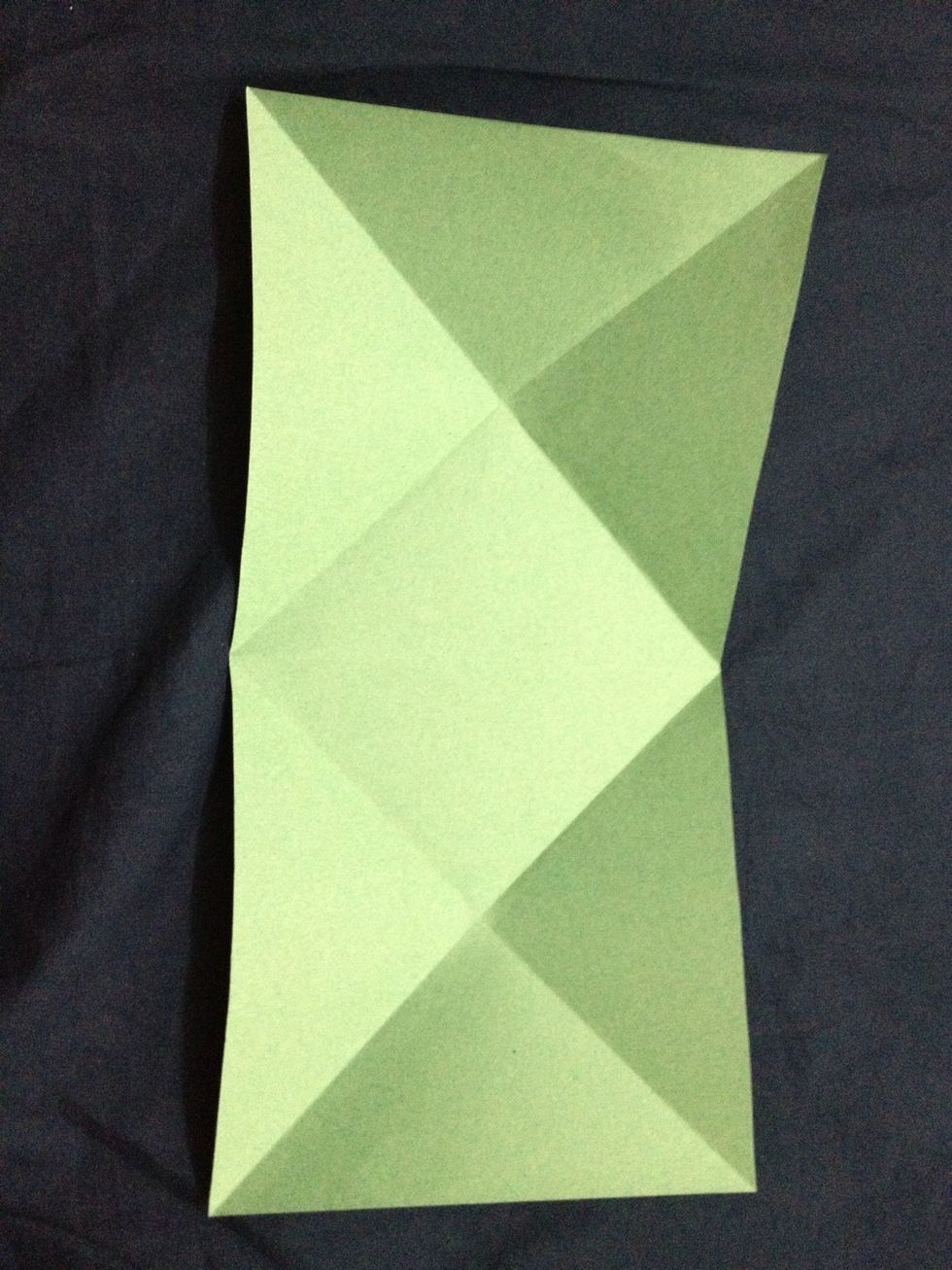 Fold a cross line for both squares