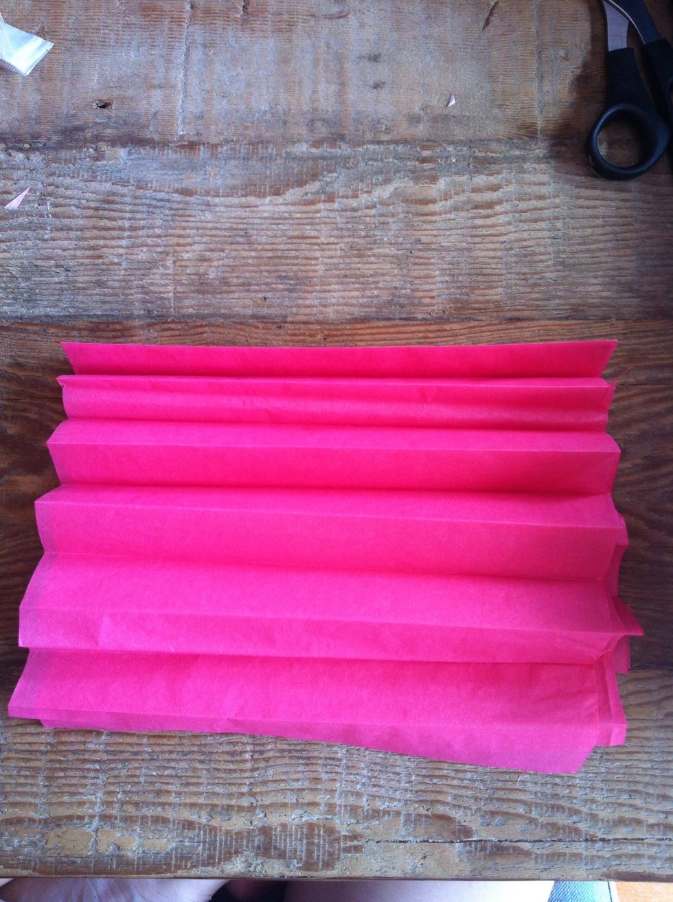 Fold accordion pleats, (as how you would fold a paper fan) making sure you crease each fold.