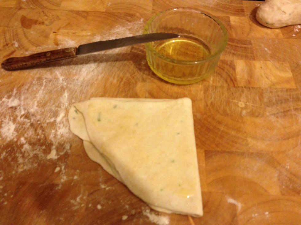 Fold again and spread on more Ghee!