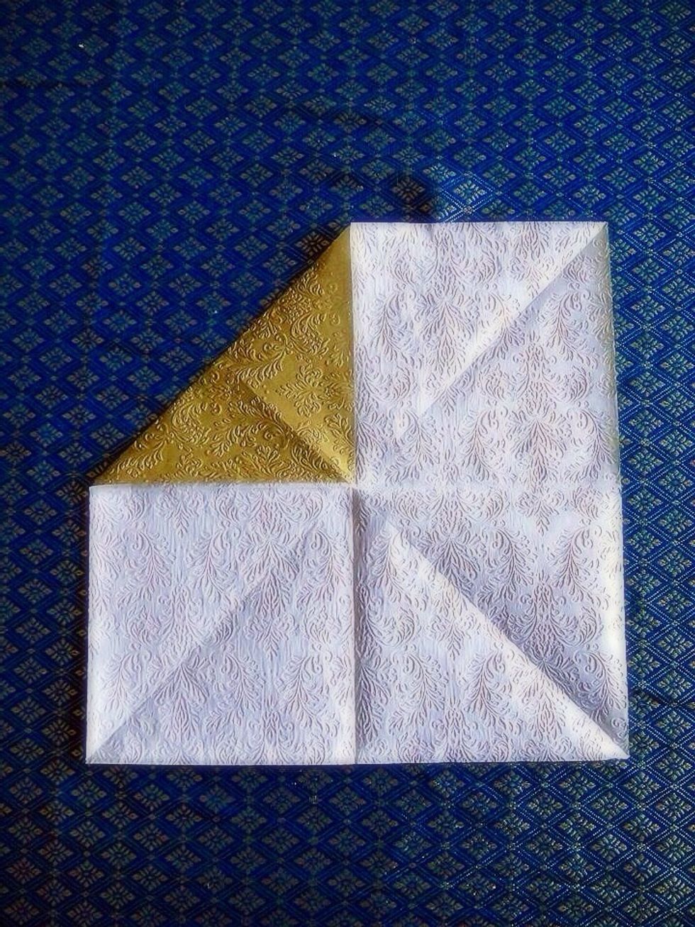 Fold all corners inside to make a smaller square