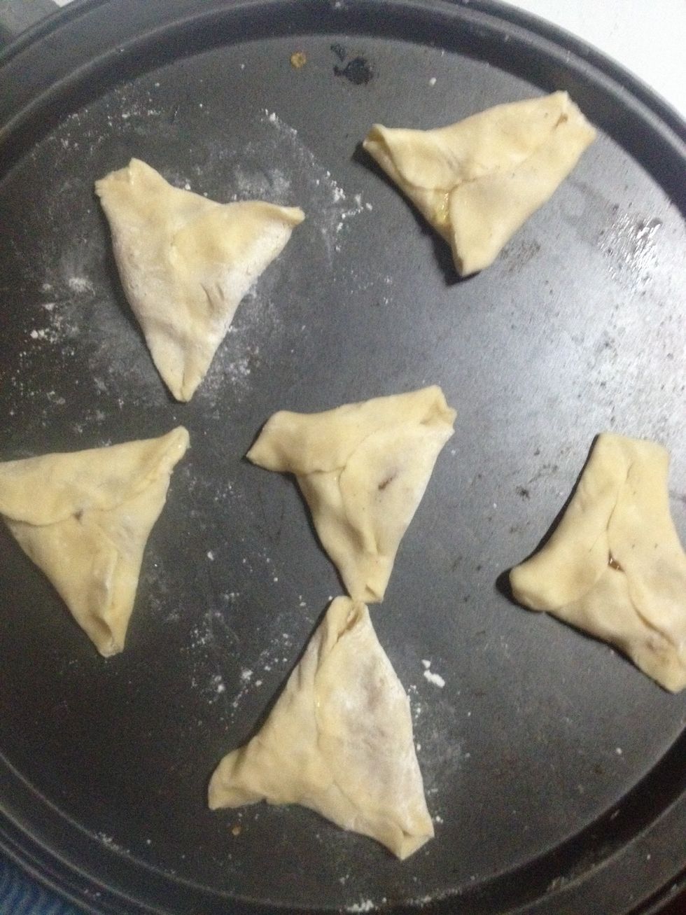 Fold all together in any shape, with jam inside.