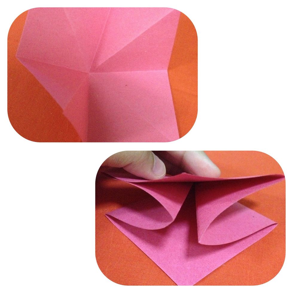 Fold along the creases you've made.