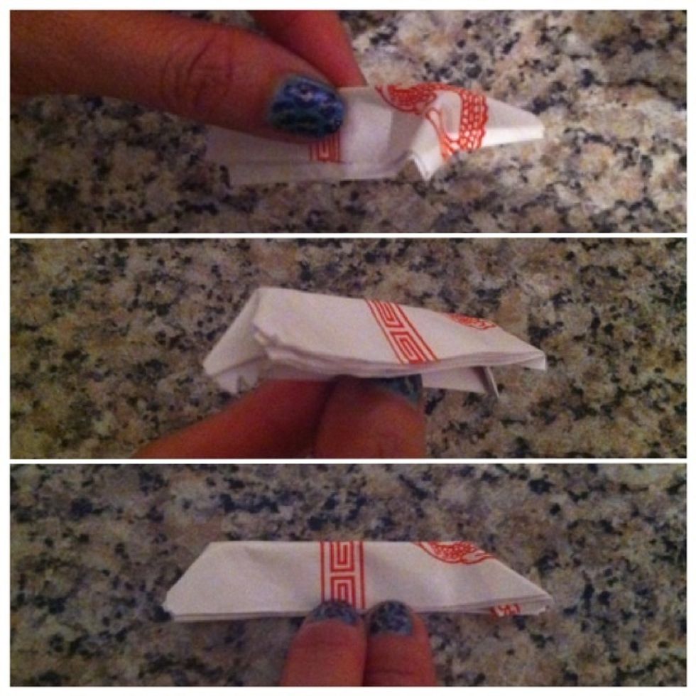 Fold both edges to the inside (as a triangle).