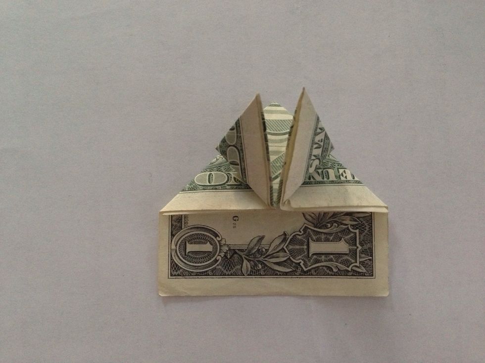 Fold both tips upward toward the center.