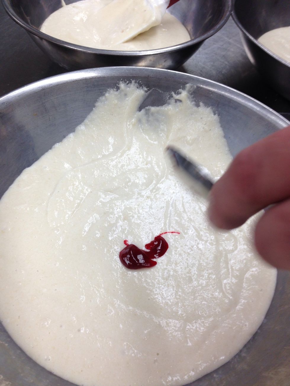 Fold color gel into batter.