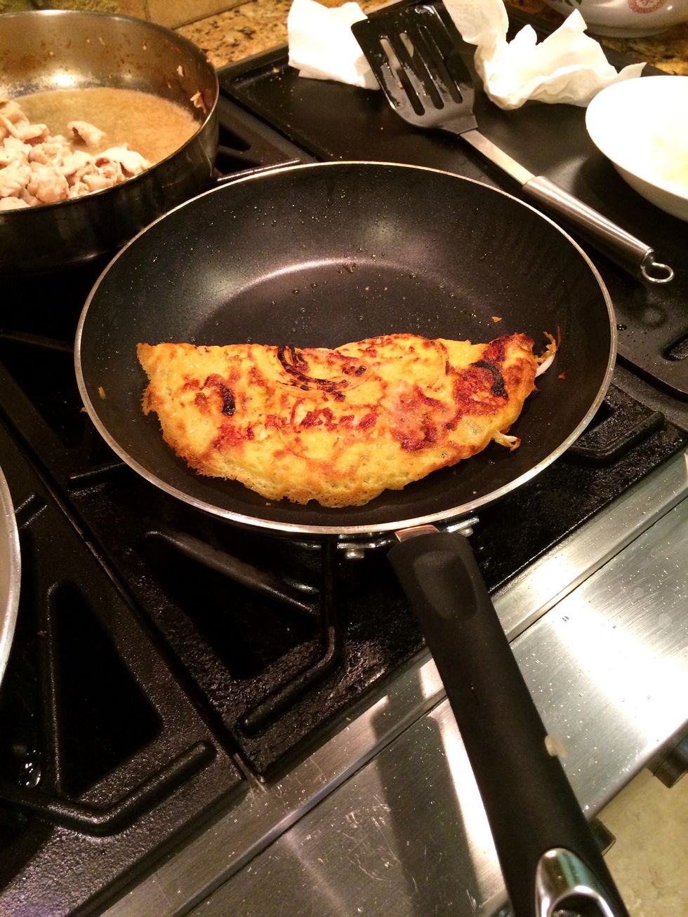 Fold crepe in half.