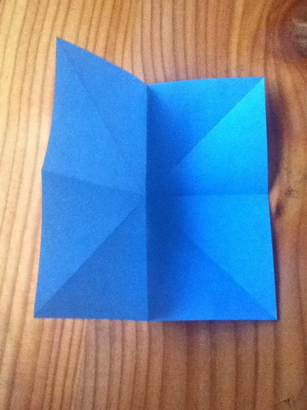 Fold crossways colour side up