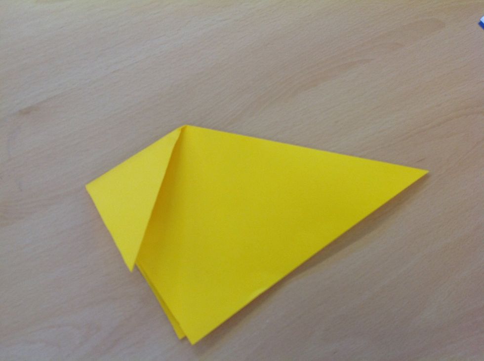 Fold down the left corner diagonally but not too far.