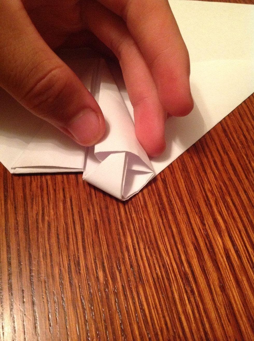 Fold each side of the tip of the paper into the pocket you just created.