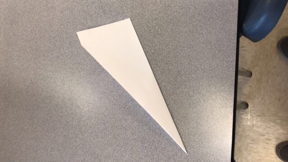 Fold entire airplane from half line. It should look as shown.