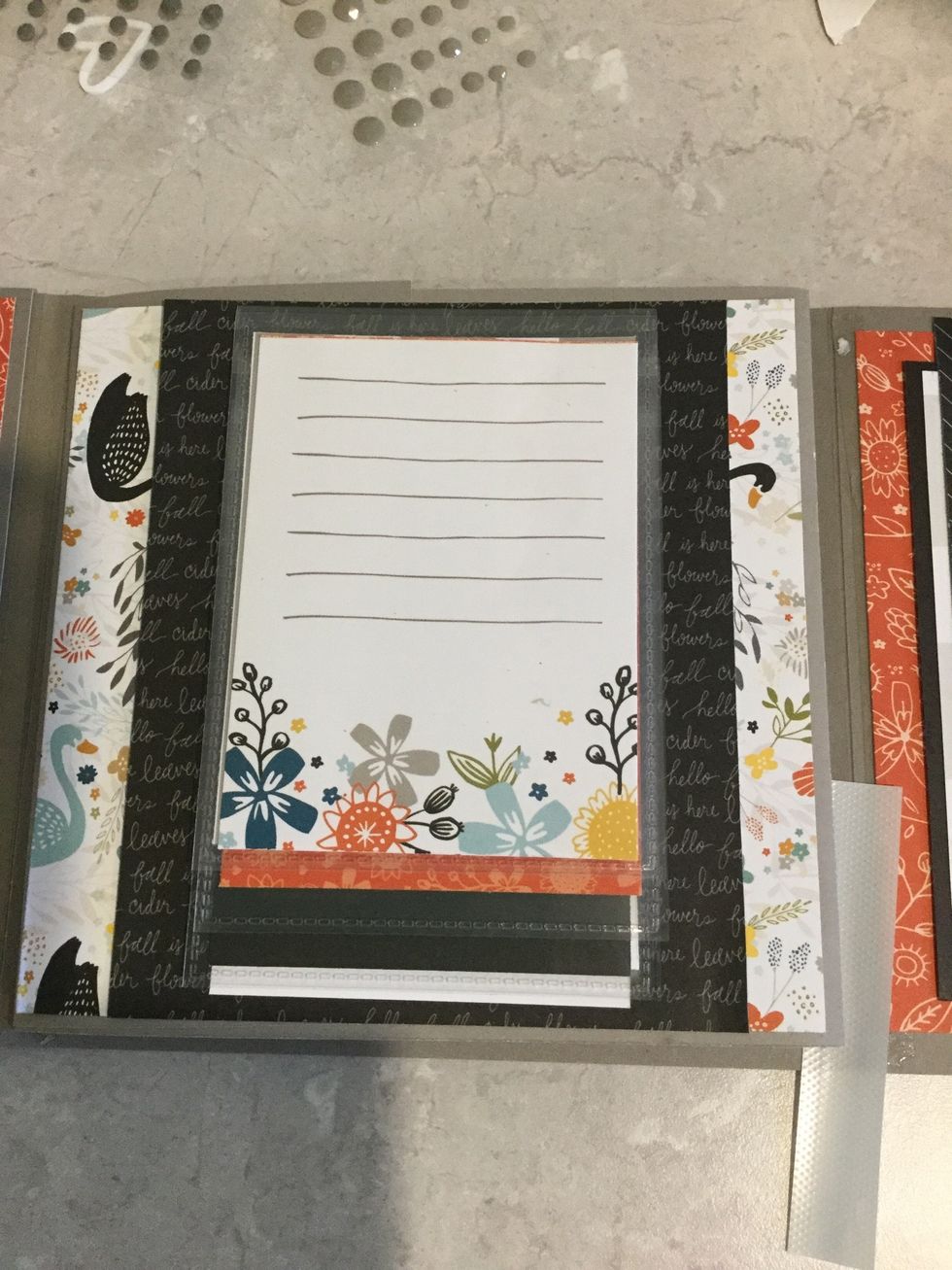 Fold flip flaps over. Peel and layer one on top of other. Make each one a quarter of an inch above each other so they all peek out creating a waterfall effect. Use cards for photo or to journal!