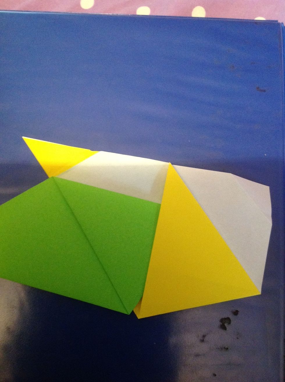 Fold green tip into yellow fold