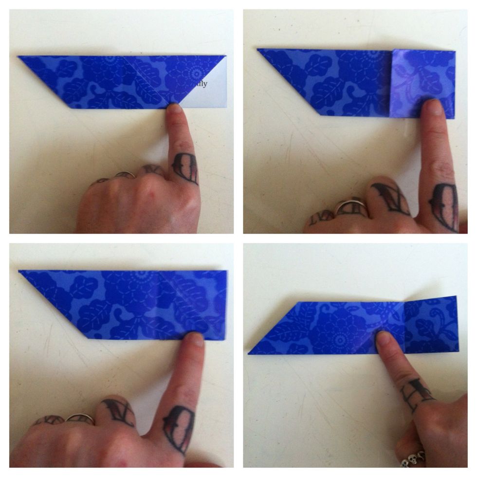 Fold in 1/2 (pic1). Fold right edge over to crease I'm pointing at in pic1 (pic2). Unfold. Now fold it back on same crease (pic3). Unfold. Fold right side up using crease I'm pointing at in pic4...