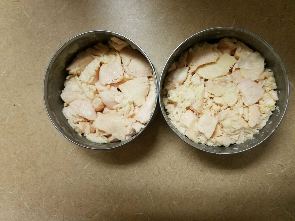 Fold in canned chicken
