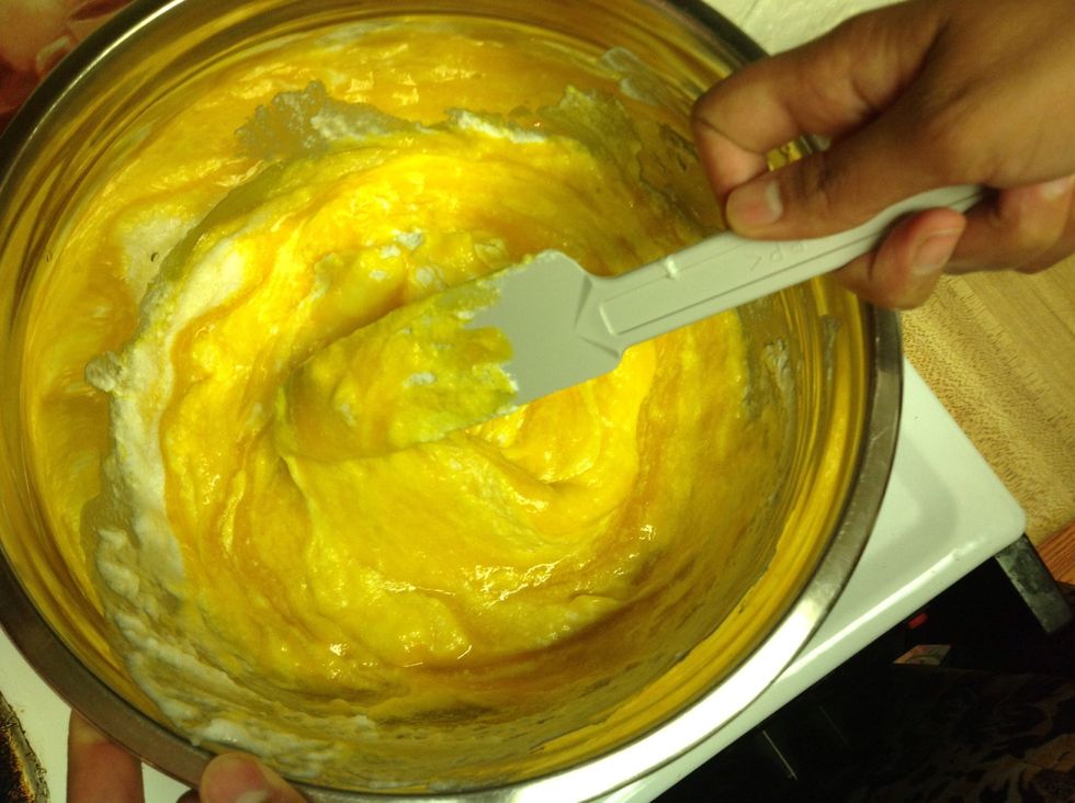Fold in gently. Do not whisk