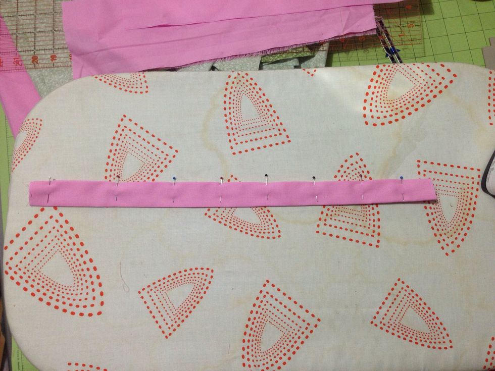 Fold in half again so edges are inside. Press & then pin along the edge.