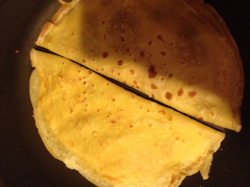 Fold in half and put on little oiled frying pan.