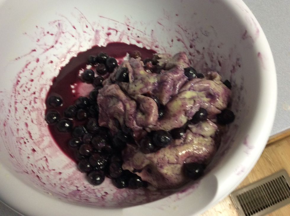 Fold in the berries with your hand but don't smash the berries