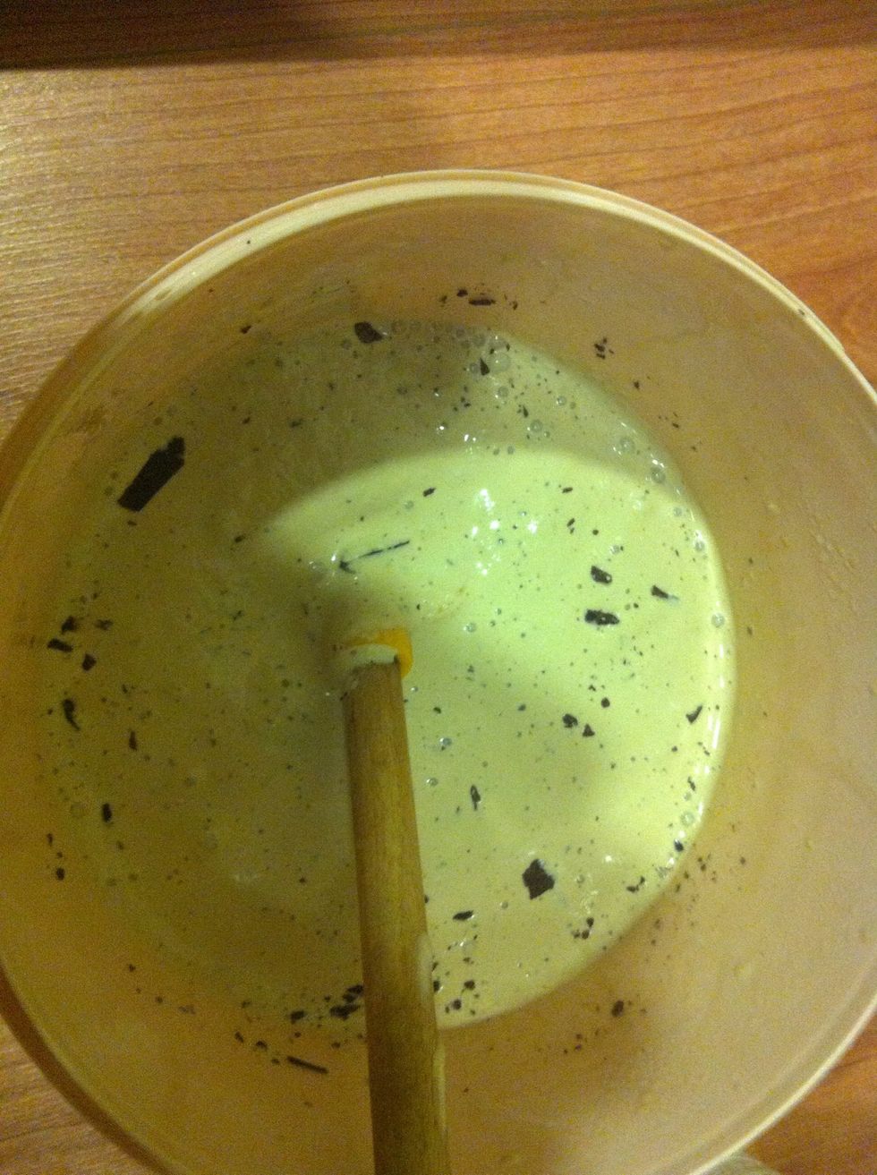 Fold in the chocolate and freeze the mixture overnight