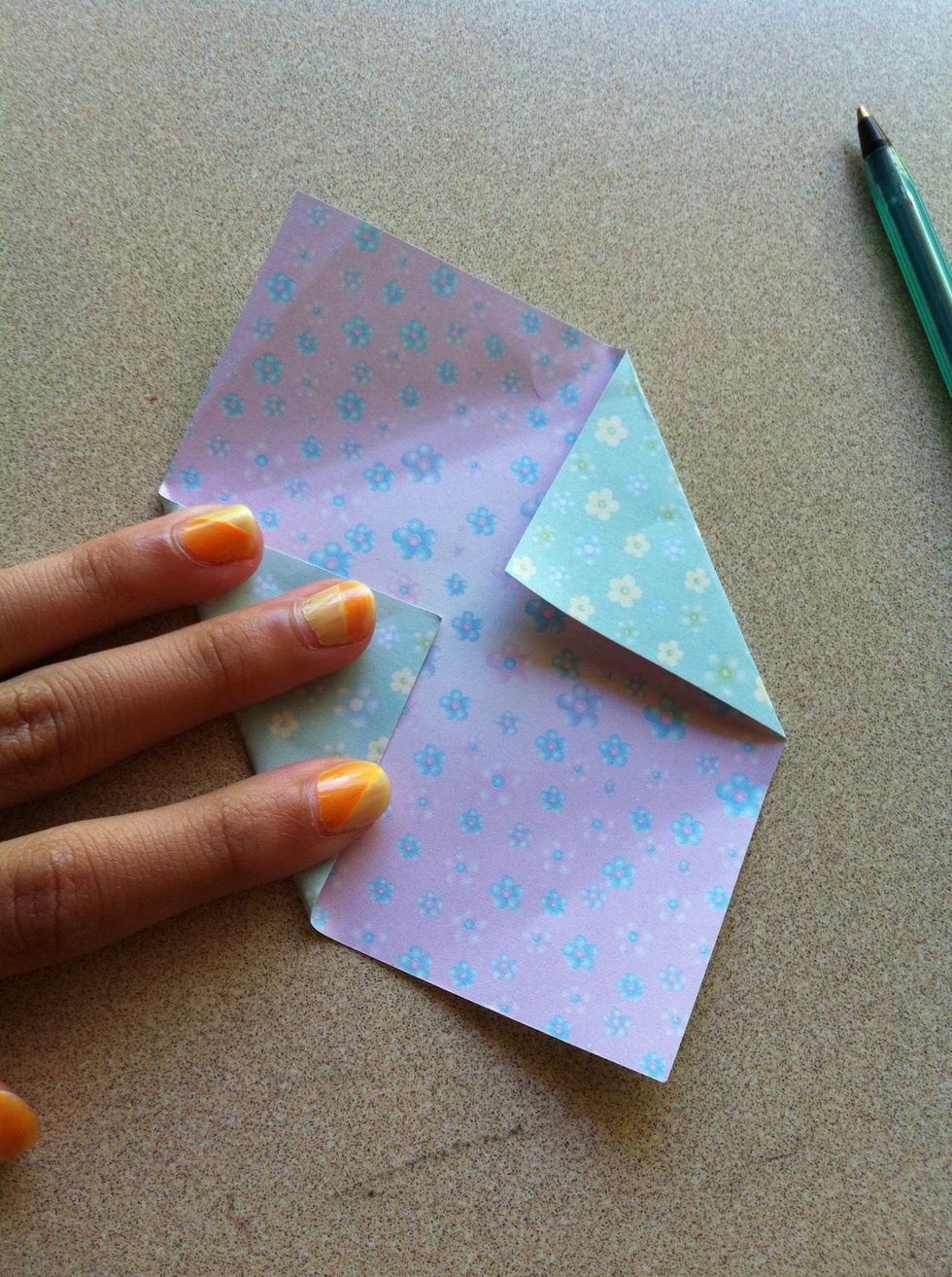 Fold in the other corner opposite it
