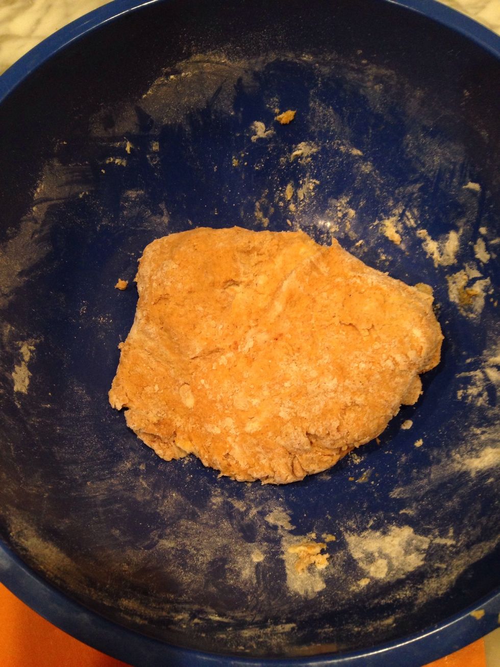 Fold in the pumpkin mix until it forms a dough