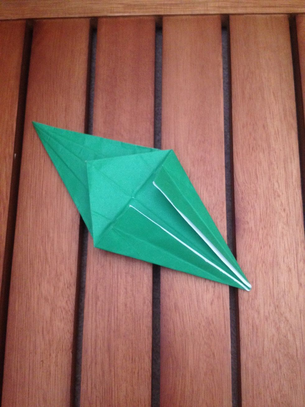Fold in the top and bottom corner like before to create a kite... with a head.
