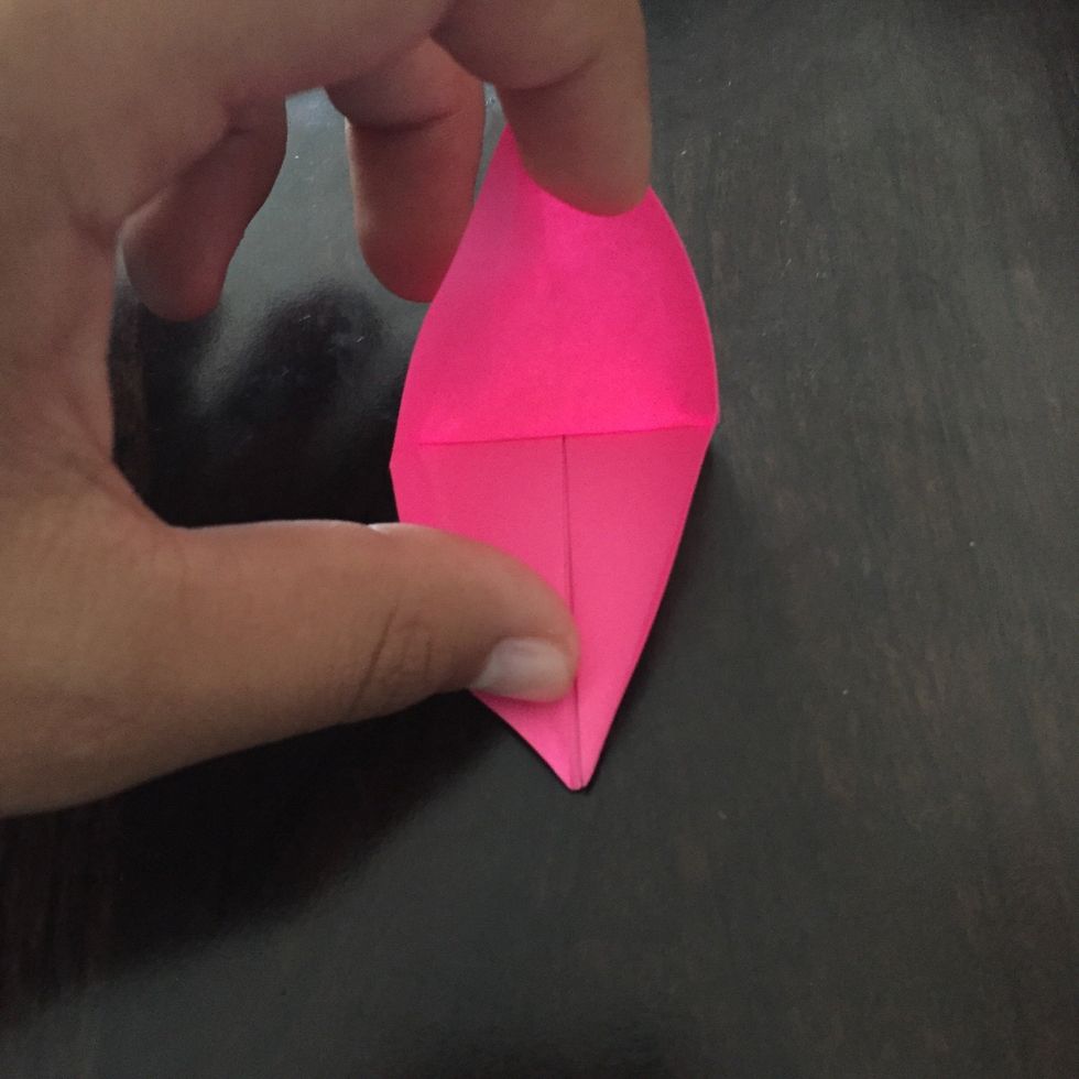 Fold it back so it forms a "diamond" shape.