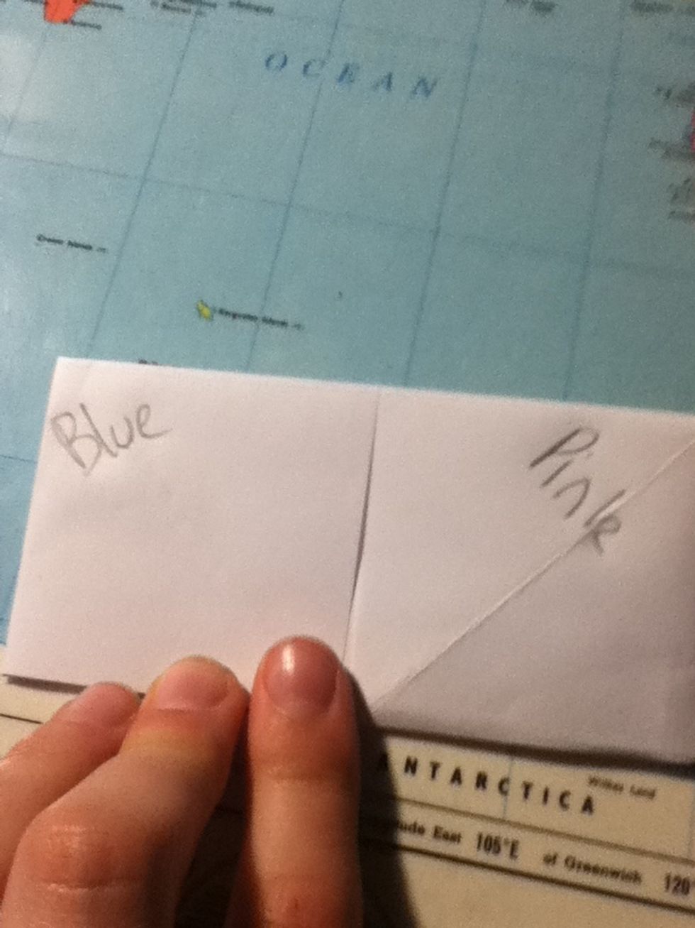 Fold it in half and write a color on each quarter