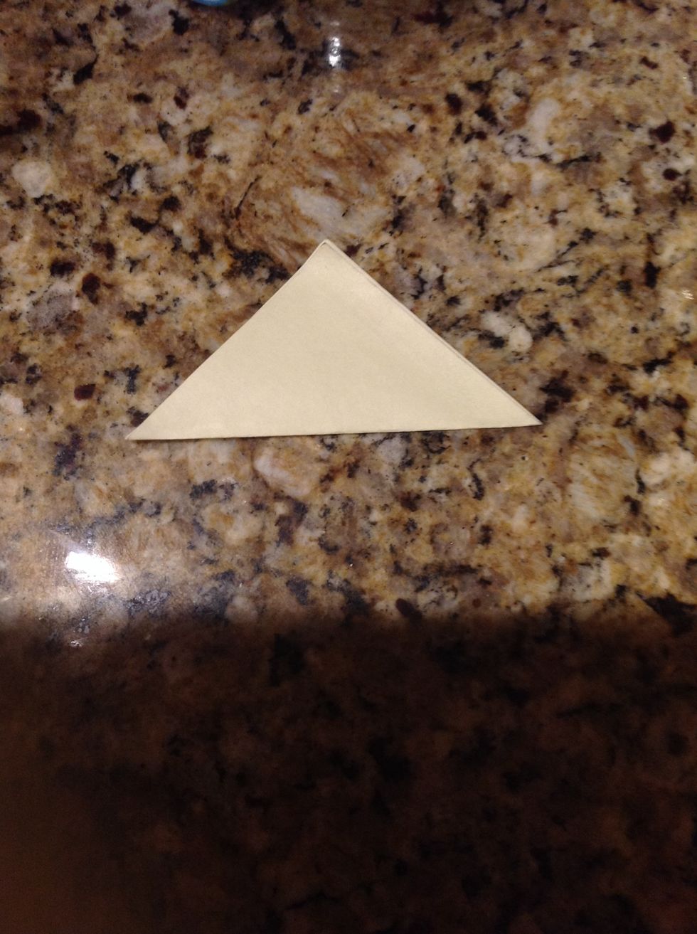 Fold it in half diagonally so the sticky is on the inside.