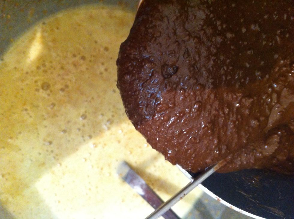 Fold it in the egg sugar n flour batter