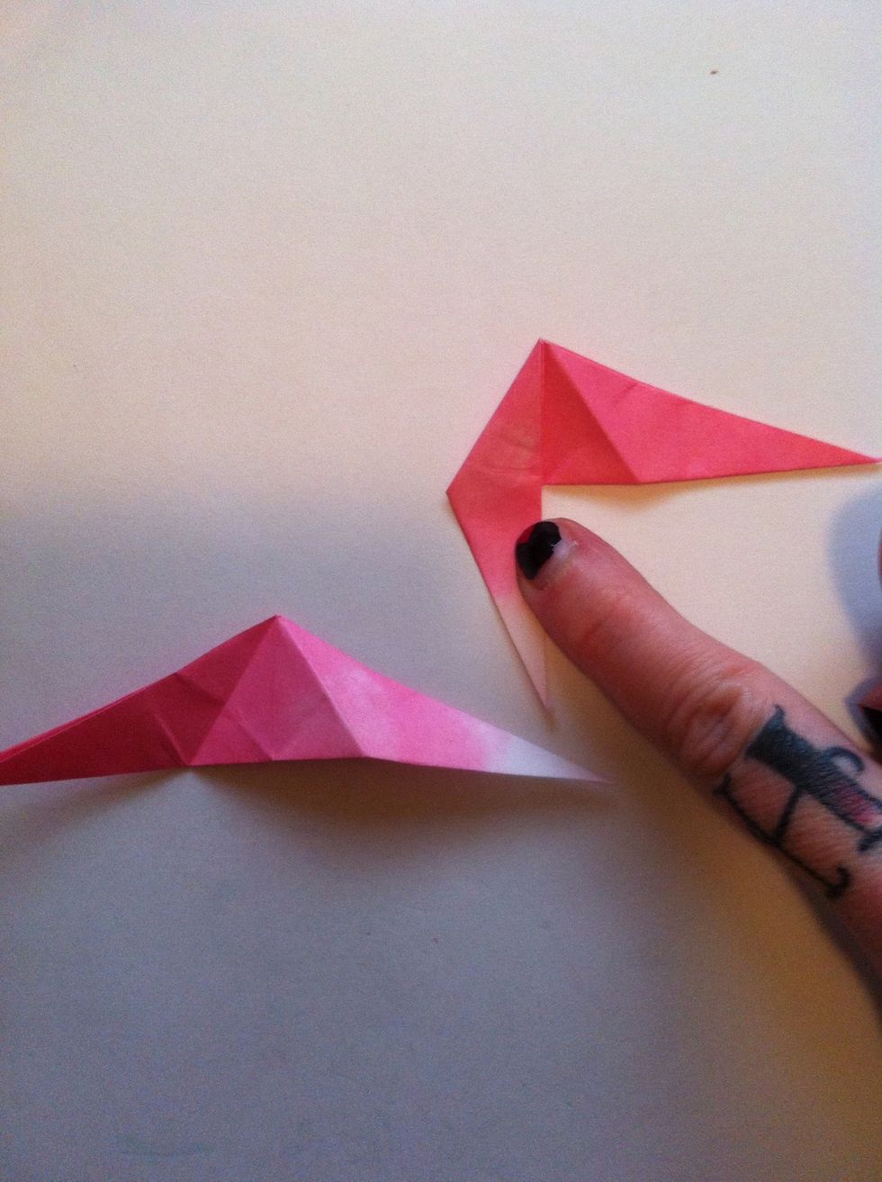 Fold left side down on front.