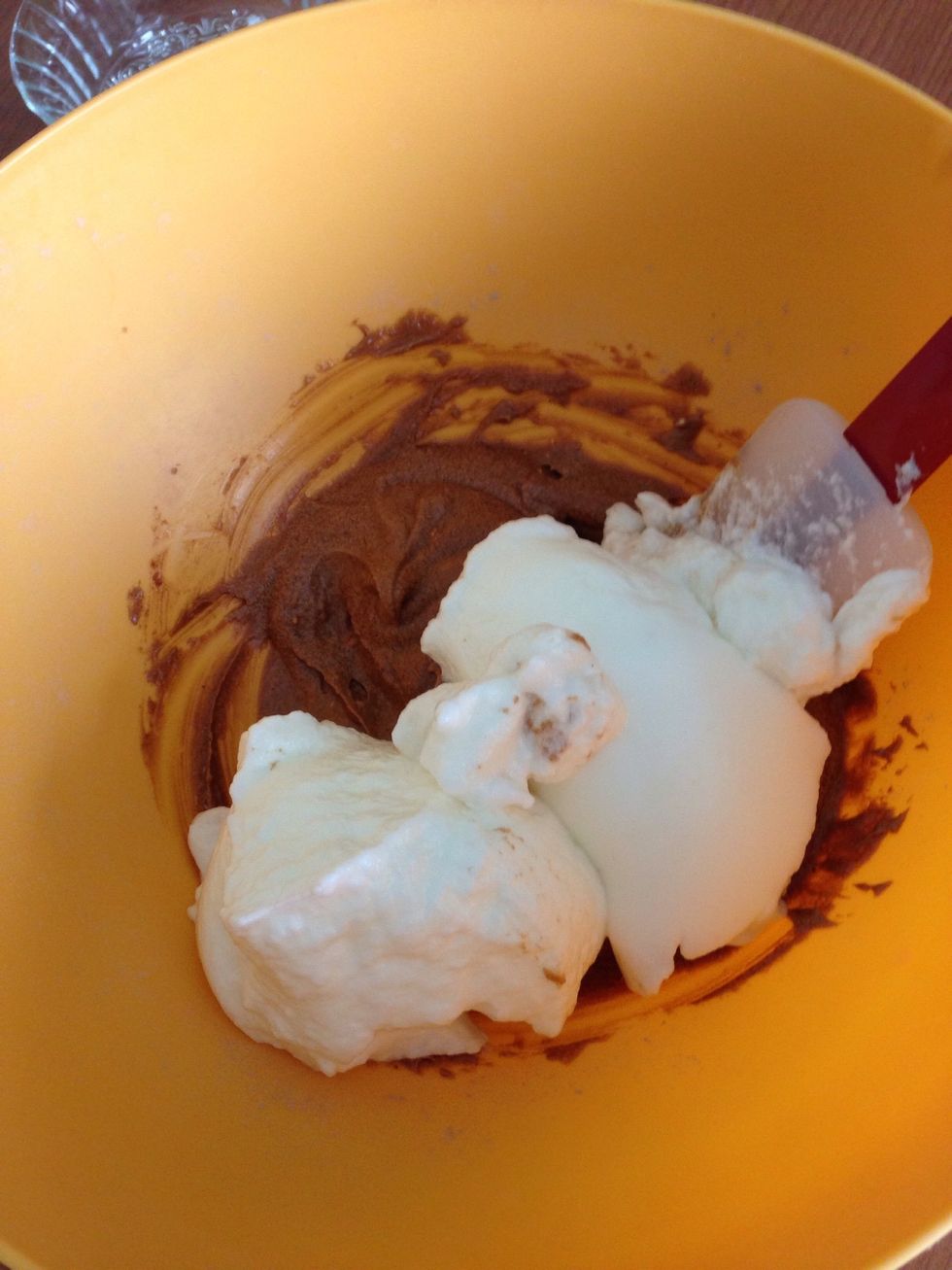 Fold merengue into cocoa mixture