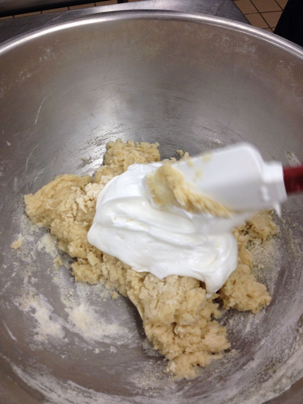 Fold meringue into almond flour mix, adding 1/3 of meringue at a time. Be sure to be gentle.