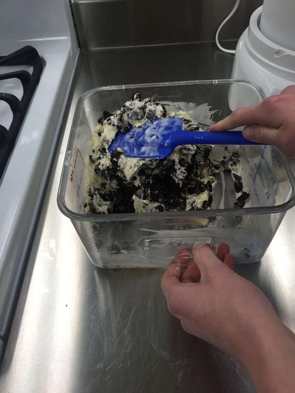 Fold once more until the mixture is evenly combined.